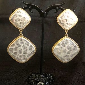 Hammered silver & gold tone earrings